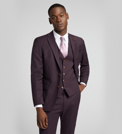 Dark Puce Purple Three Piece Suit