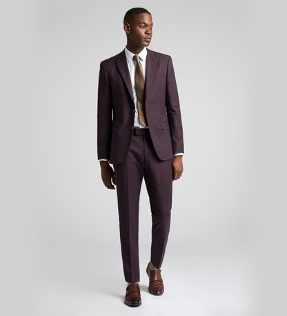 Dark Puce Purple Three Piece Suit