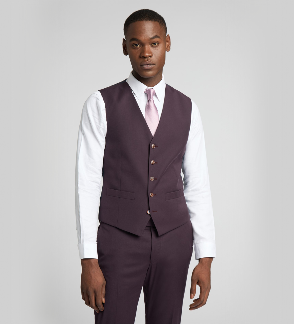 Dark Puce Purple Three Piece Suit