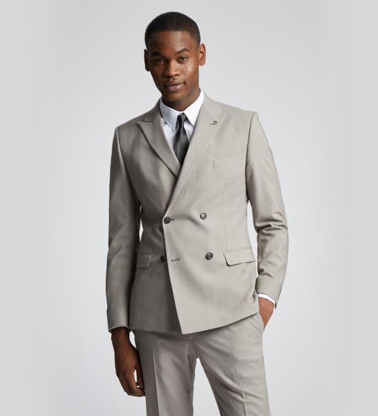 Pale Silver Cream Two Piece Suit