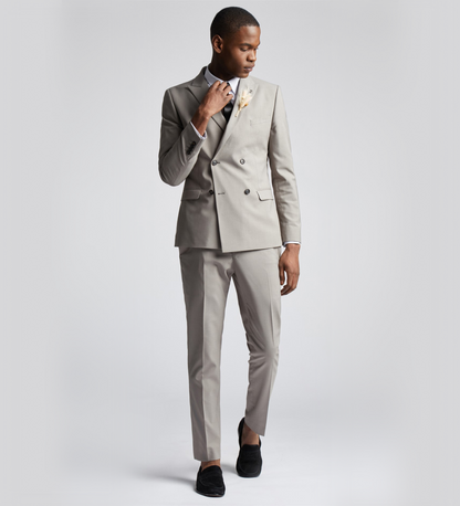 Pale Silver Cream Two Piece Suit