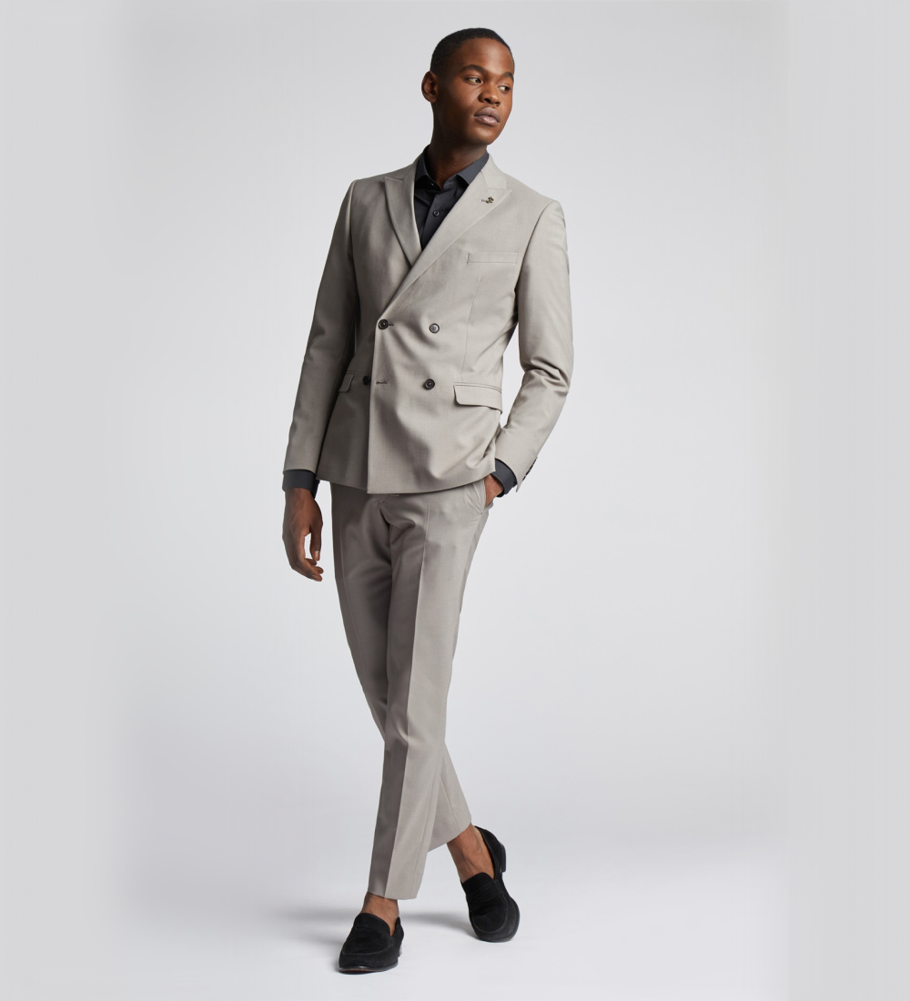 Pale Silver Cream Two Piece Suit