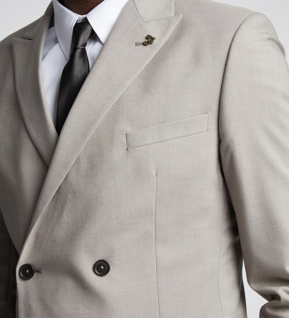 Pale Silver Cream Two Piece Suit