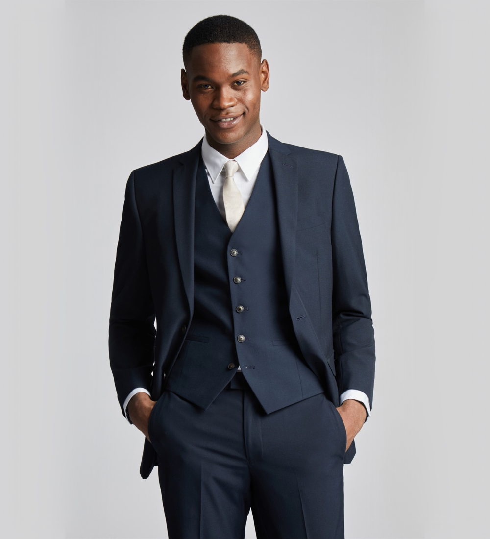 Charcoal Blue Three Piece Suit