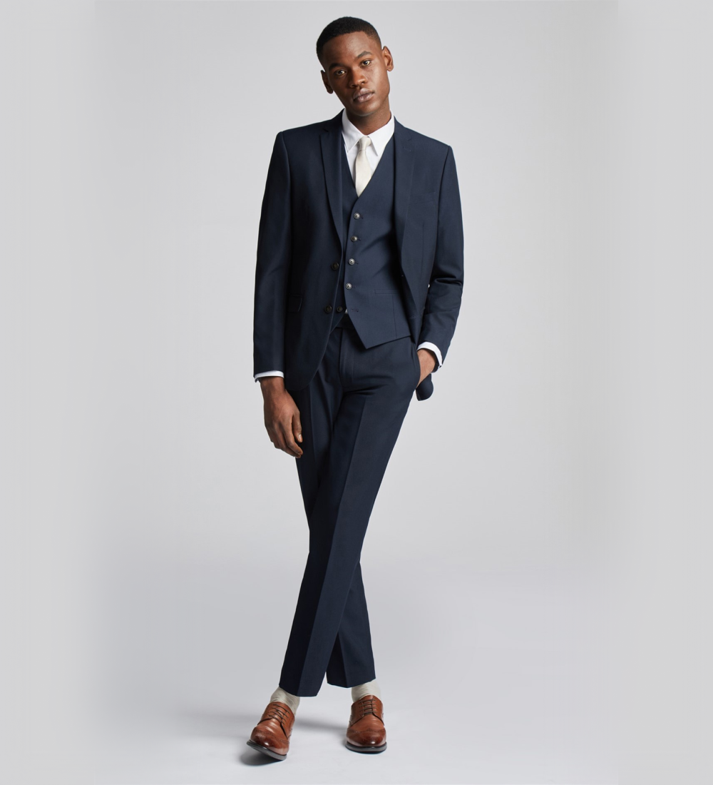 Charcoal Blue Three Piece Suit