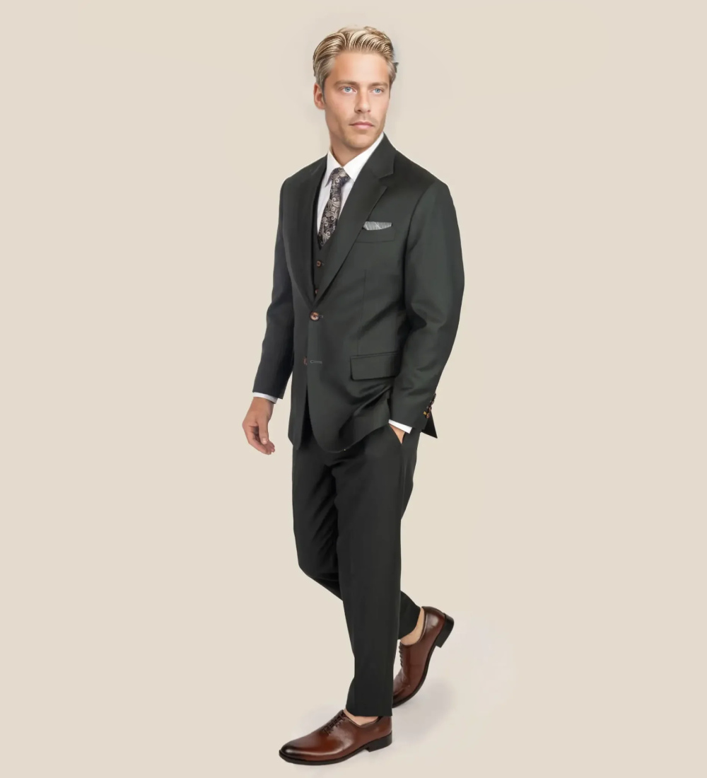 Jet Black Three Piece Suit