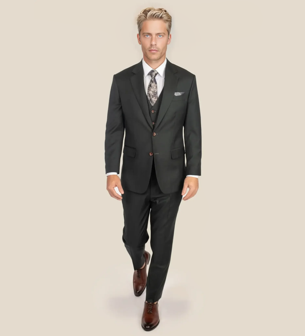 Jet Black Three Piece Suit