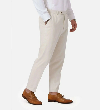 Linen white Slim Fit Formal Two Piece Suit