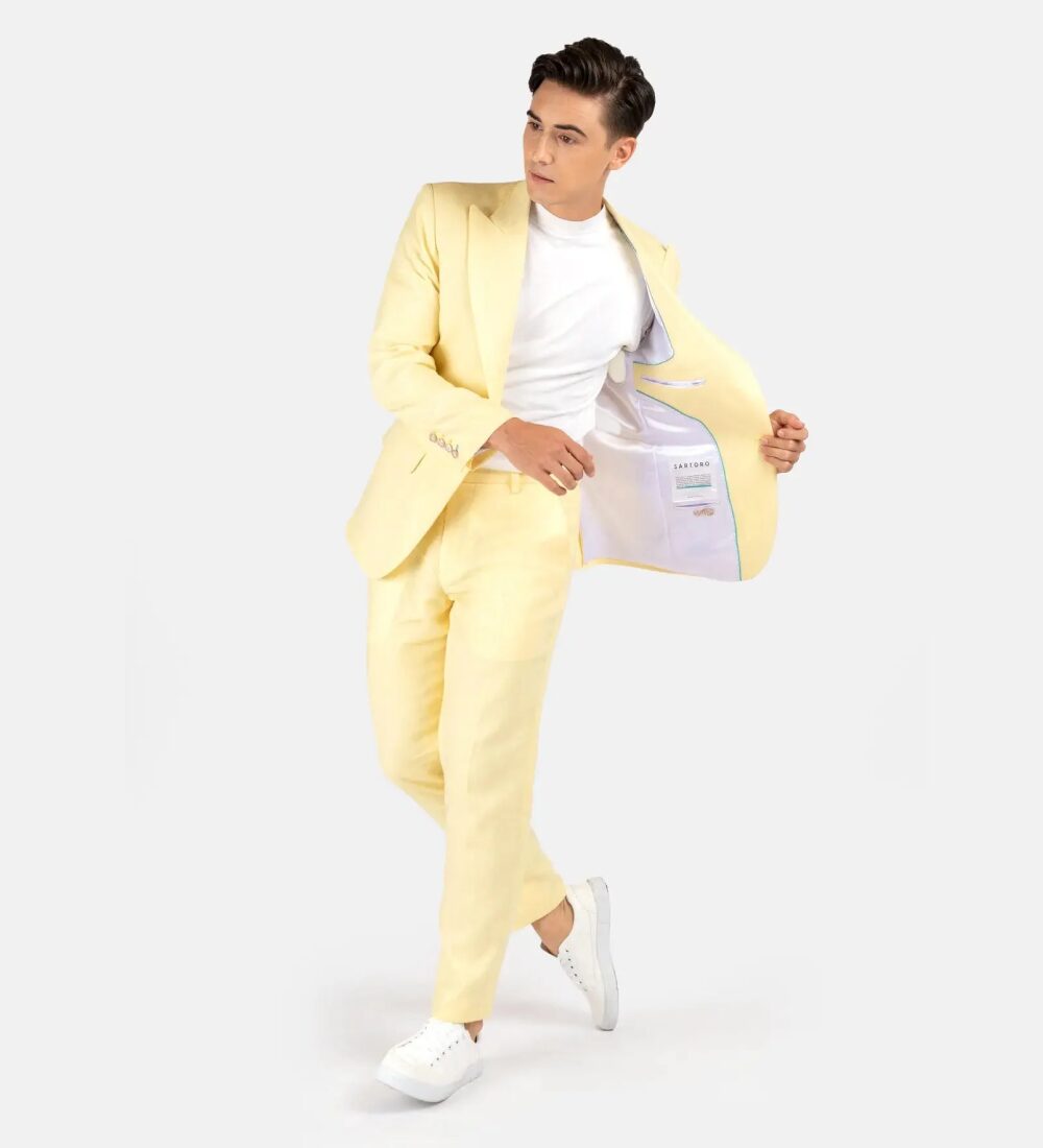 rich light yellow two piece suit rich light yellow two piece suit