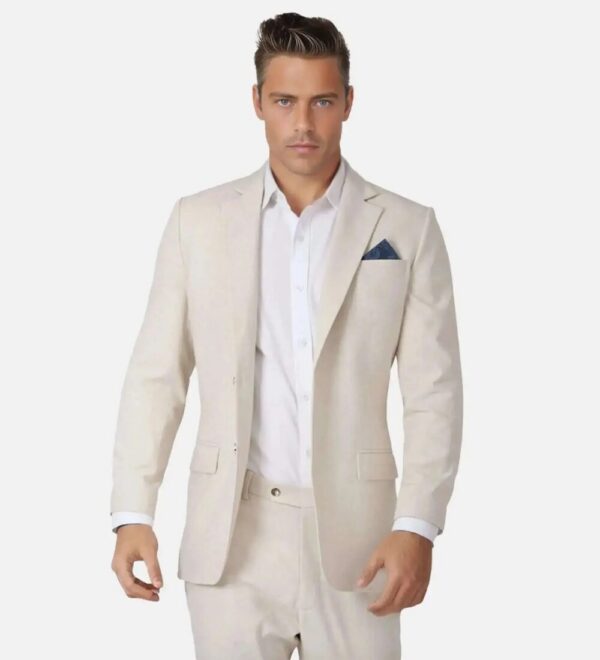 linen white slim fit formal two piece suit