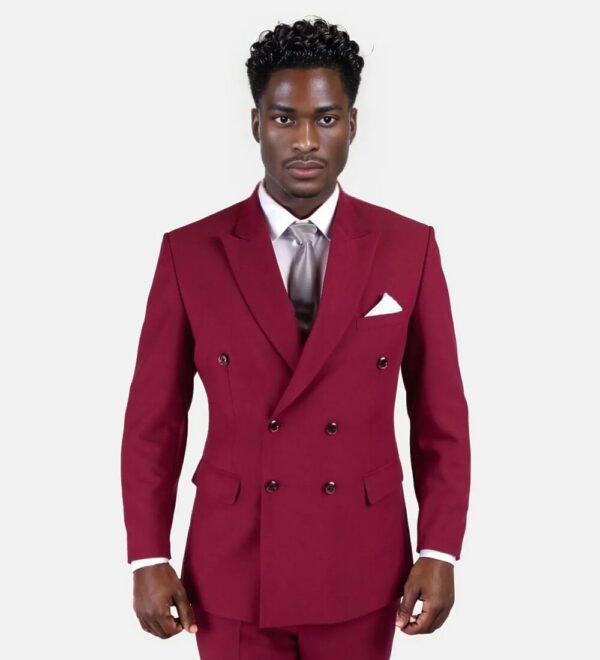 crimson red two piece suit