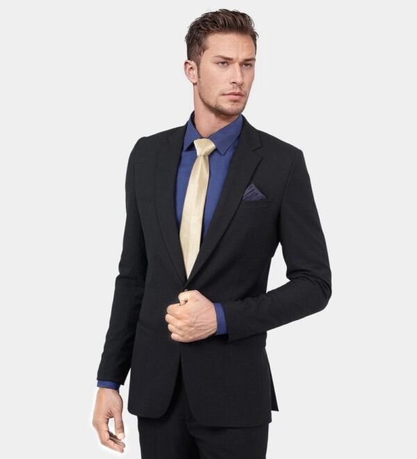 jet black formal two piece suit