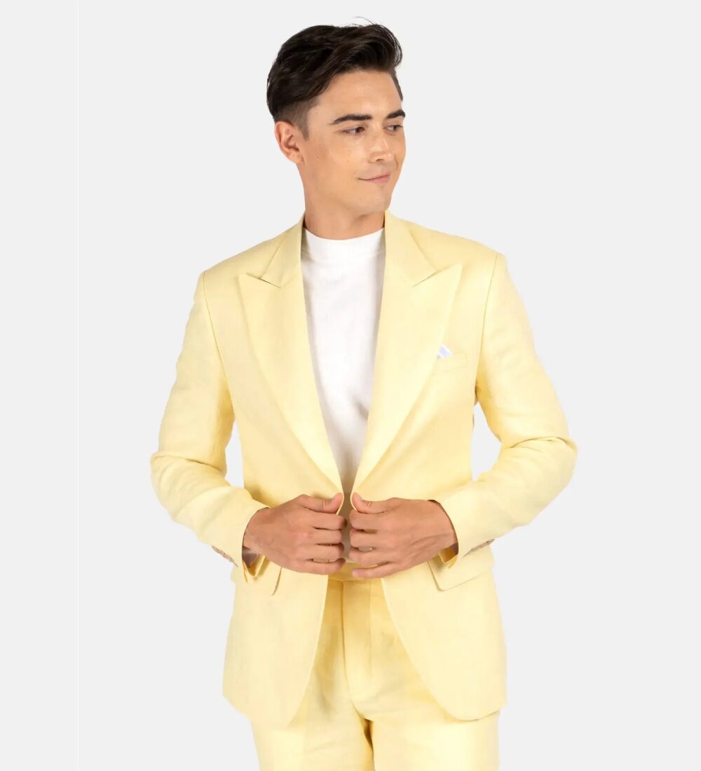rich light yellow two piece suit rich light yellow two piece suit