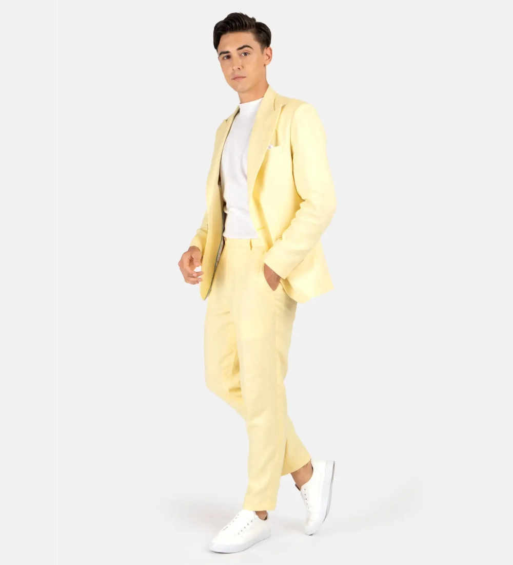 rich light yellow two piece suit rich light yellow two piece suit
