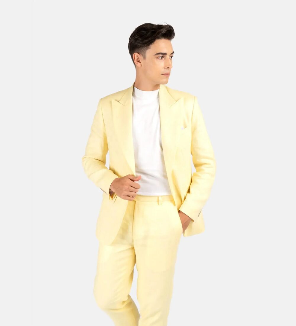 rich light yellow two piece suit rich light yellow two piece suit