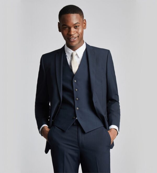 charcoal blue three piece suit