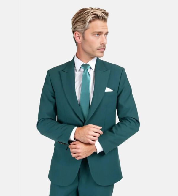 jade green two piece suit
