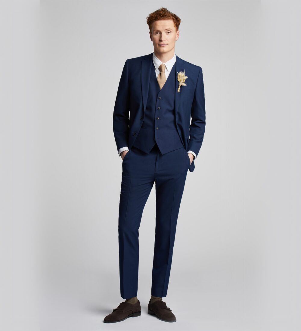 deep koamaru blue three piece suit deep koamaru blue three piece suit
