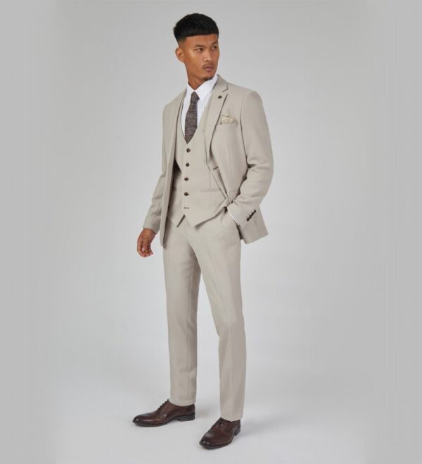 pale cream three piece suit