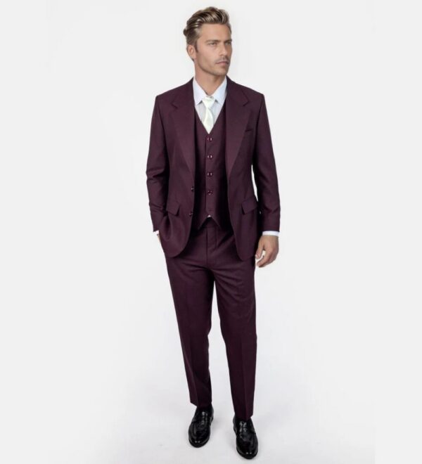 sangria purple three piece suit